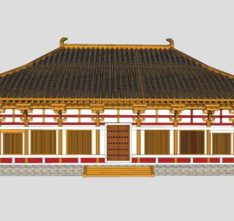 中式古建庑殿顶殿宇SU模型下载_sketchup草图大师SKP模型