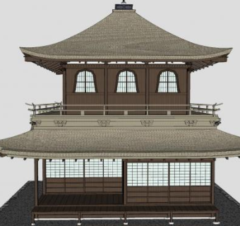 日式古建小楼SU模型下载_sketchup草图大师SKP模型
