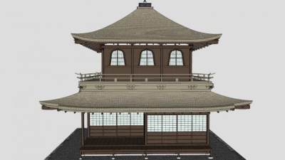 日式古建小楼SU模型下载_sketchup草图大师SKP模型