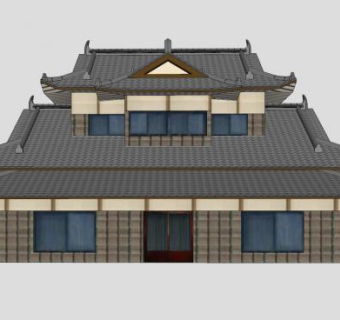 日式古建民房阁楼SU模型下载_sketchup草图大师SKP模型
