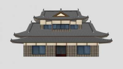 日式古建民房阁楼SU模型下载_sketchup草图大师SKP模型