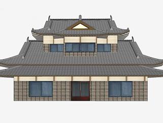 日式古建民房阁楼SU模型下载_sketchup草图大师SKP模型
