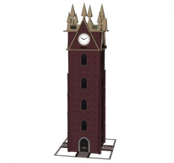 欧式钟楼外观SU模型下载_sketchup草图大师SKP模型