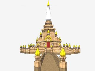 泰式古建寺庙SU模型下载_sketchup草图大师SKP模型