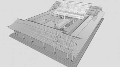 中式祠堂建筑SU模型下载_sketchup草图大师SKP模型