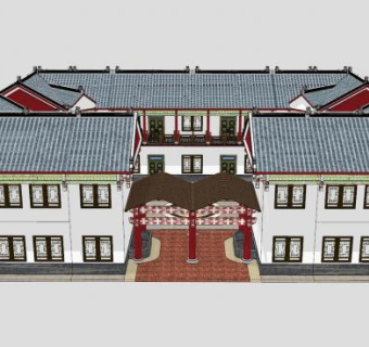 川西沁荷园建筑SU模型下载_sketchup草图大师SKP模型