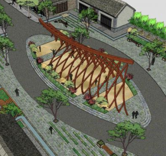 鲁南风情民俗文化商业街SU模型下载_sketchup草图大师SKP模型