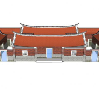 中式建筑外观SU模型下载_sketchup草图大师SKP模型