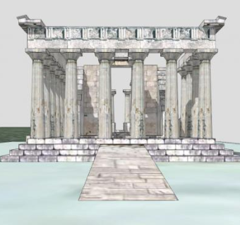 欧式古典雅典神庙外观SU模型下载_sketchup草图大师SKP模型