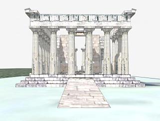 欧式古典雅典神庙外观SU模型下载_sketchup草图大师SKP模型