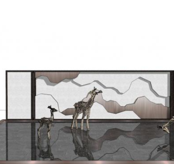 山水意境中式景墙su模型下载_sketchup草图大师SKP模型