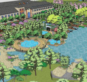 欧式温泉度假村SU模型下载_sketchup草图大师SKP模型