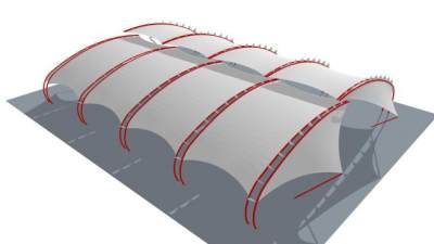 现代张拉膜停车场SU模型下载_sketchup草图大师SKP模型