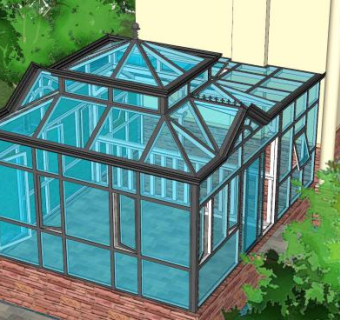 现代玻璃阳光房SU模型下载_sketchup草图大师SKP模型