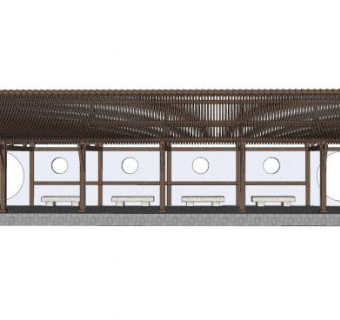 中式廊亭走道SU模型下载_sketchup草图大师SKP模型
