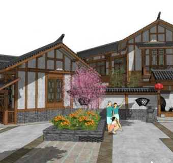 度假木屋su模型下载_sketchup草图大师SKP模型