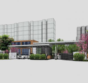 现代小区入口大门sketchup模型下载_sketchup草图大师SKP模型