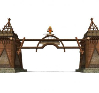 自然风景区大门入口SU模型下载_sketchup草图大师SKP模型