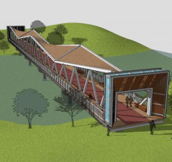 现代异形景观桥SU模型下载_sketchup草图大师SKP模型