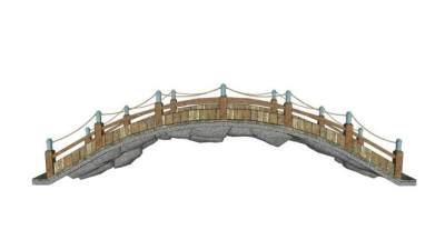 中式护栏拱桥SU模型下载_sketchup草图大师SKP模型