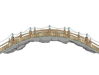 中式护栏拱桥SU模型下载_sketchup草图大师SKP模型