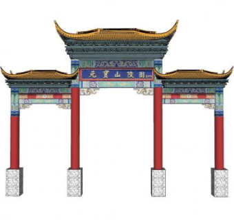 中式牌坊大门SU模型下载_sketchup草图大师SKP模型