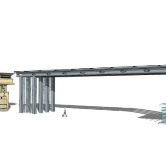 工业风钢结构小区入口SU模型下载_sketchup草图大师SKP模型