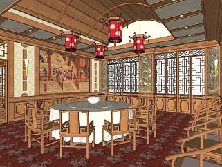 现代中式<em>茶餐厅</em>su模型下载_sketchup草图大师SKP模型