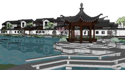 江南风格建筑su模型下载_sketchup草图大师SKP模型