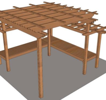 庭院廊架su模型下载_sketchup草图大师SKP模型