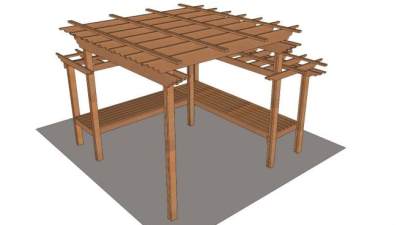 庭院廊架su模型下载_sketchup草图大师SKP模型