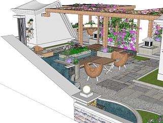 <em>屋顶</em>花园植物su模型下载_sketchup草图大师SKP模型