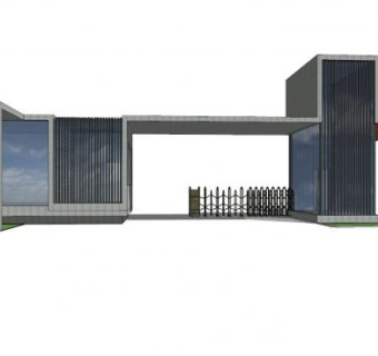 现代小区入口门SU模型下载_sketchup草图大师SKP模型
