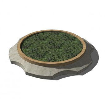 现代圆形树池SU模型下载_sketchup草图大师SKP模型