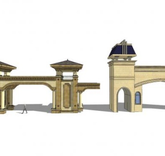 欧式古典小区入口sketchup模型下载_sketchup草图大师SKP模型