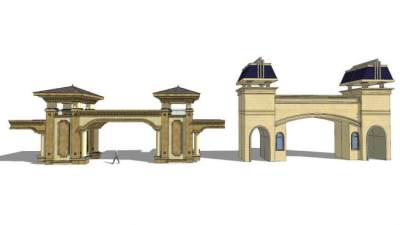欧式古典小区入口sketchup模型下载_sketchup草图大师SKP模型