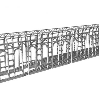 现代金属园林藤架SU模型下载_sketchup草图大师SKP模型