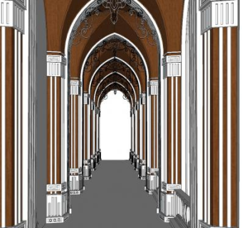 欧式走廊走道SU模型下载_sketchup草图大师SKP模型