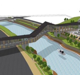 现代创意跨河桥梁SU模型下载_sketchup草图大师SKP模型