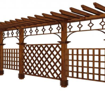 单边廊架su模型下载_sketchup草图大师SKP模型