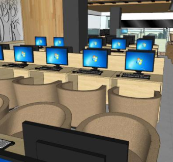 网吧桌椅su模型下载_sketchup草图大师SKP模型