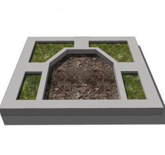 现代方形混泥土树池SU模型下载_sketchup草图大师SKP模型