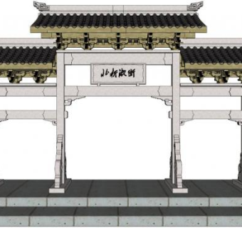 古建牌坊su模型下载_sketchup草图大师SKP模型