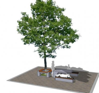 现代户外椅树池SU模型下载_sketchup草图大师SKP模型