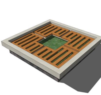 现代护树板树池SU模型下载_sketchup草图大师SKP模型