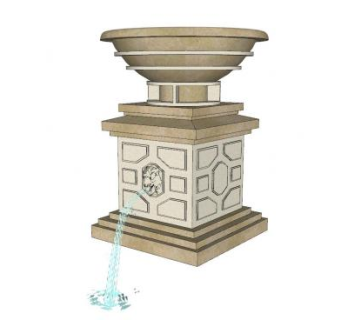 欧式喷水花钵SU模型下载_sketchup草图大师SKP模型