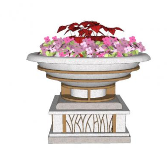 欧式砂岩花钵SU模型下载_sketchup草图大师SKP模型