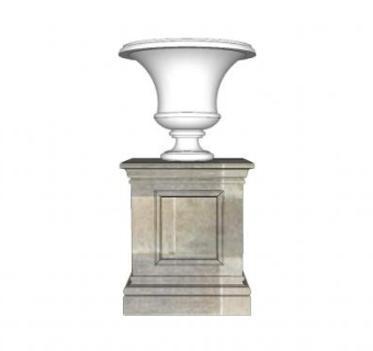 欧式户外花钵柱SU模型下载_sketchup草图大师SKP模型