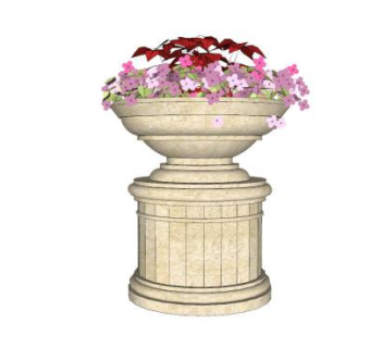欧式花钵柱花器SU模型下载_sketchup草图大师SKP模型