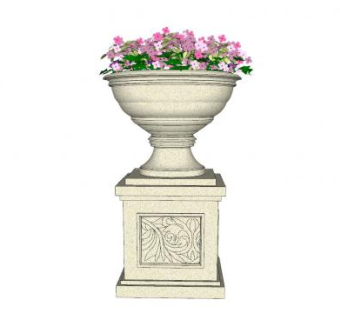 欧式花钵柱装饰SU模型下载_sketchup草图大师SKP模型